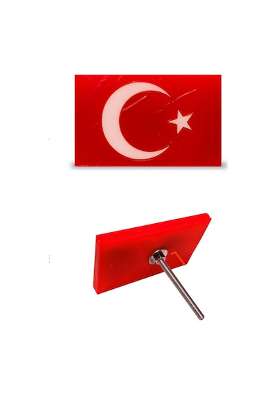 Panjur Arma Kırmızı Zeminli Türk Bayrağı Vidalı Pleksi Izgara Arma Logo 1 Adet