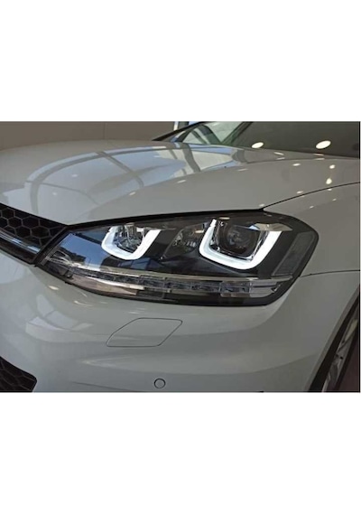 Volkswagen Golf 7 Uyumlu Yedek Parça U Led Far Silver Hareketli