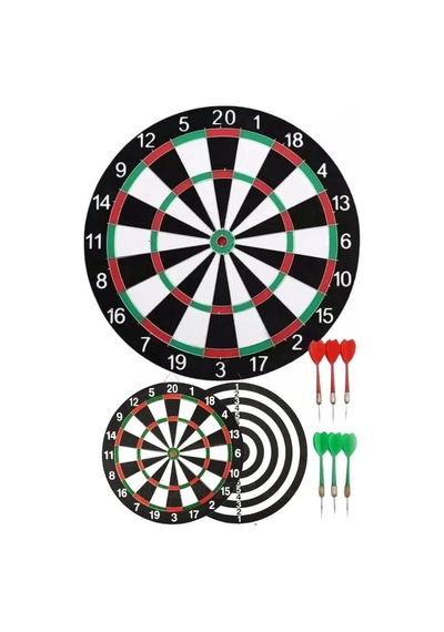 Çift Taraflı Dart Tahtası Ve 6 Adet Metal Uçlu Ok 40 CM Bullseye