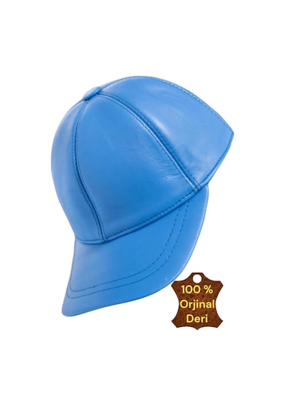 Unisex %100 Deri Arkadan Ayarlanabilir Baseball Kep Şapka Mavi