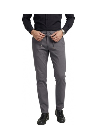 Deepsea Erkek Antrasit Esnek Kumaş Slim Fit Beli Lastikli Günlük Spor Pantolon 2601070