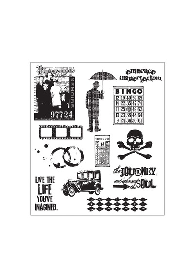 Tim Holtz Cling Stamps 7"x8.5"-mini Muse -cms-lg-63