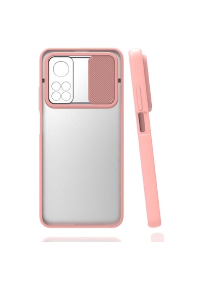 Kilifone - Xiaomi Uyumlu Mi 10t Pro 5g - Kılıf Slayt Sürgülü Arkası Buzlu Lensi Kapak - Pembe Açık