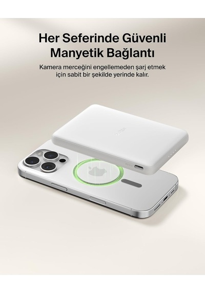 Boostcharge 5000 Mah İnce Manyetik Usb-c Power Bank, Beyaz