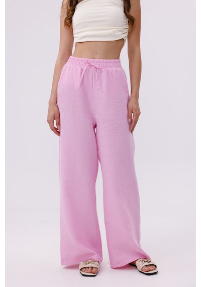 Genius Store Müslin Palazzo Kadın Pantolon Müslin-pantolon Pembe