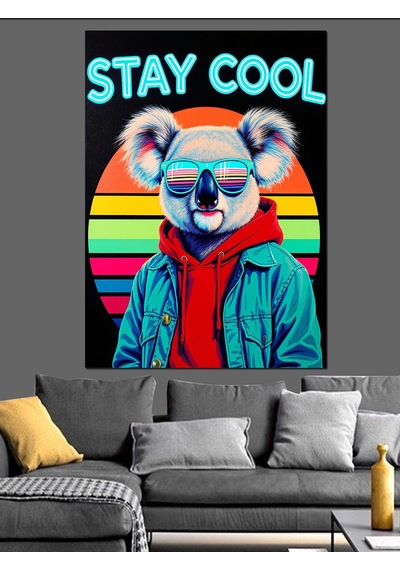 Gözlüklü Havalı Koala Posteri Dekoratif Kanvas - Mdf Ahşap Tablo