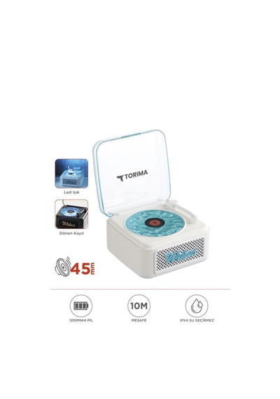 Torima D61 Nostalji Plak Görünüm Dekor Waves Bt Işıklı Tf Kart Aux Özellikli Müzik Çalar Saat