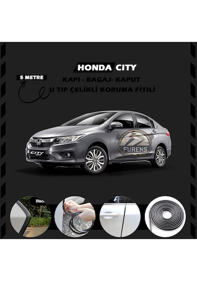 Honda City Oto Araç Kapı Koruma Fitili 5 Metre Parlak Siyah Renk