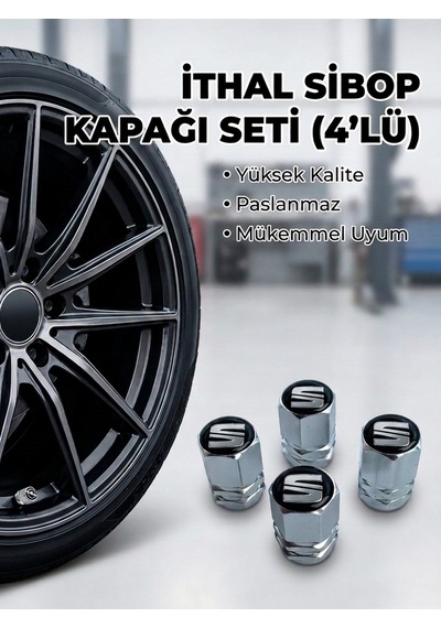 Seat Grubu İle Uyumlu Alüminyum Altıgen Sibop Kapak Seti Gümüş - İthal Sibop Kapağı 4lü Set