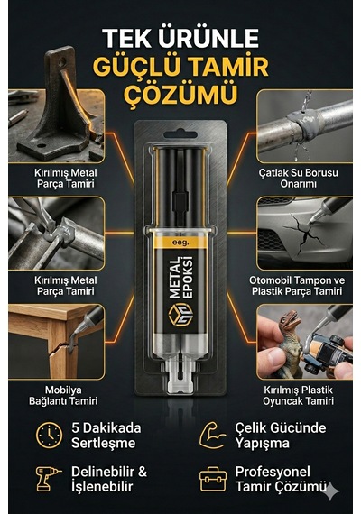 Metal Yapıştırıcı İkiz Şırınga Güçlü Epoksi Tamir Yapıştırıcısı