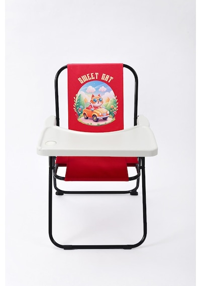 Exent 2-6 Yaş Sweet Cat Lüx Çocuk Piknik Sandalyesi-mini Kamp Sandalyesi-kırmızı Çok Renkli