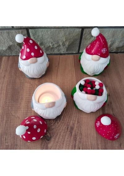 Dafniart Yılbaşı Noel Ya Da Mantar Kapaklı Noel Dekor/mumluk Beyaz,kırmızı Mantar Gnome Diğer