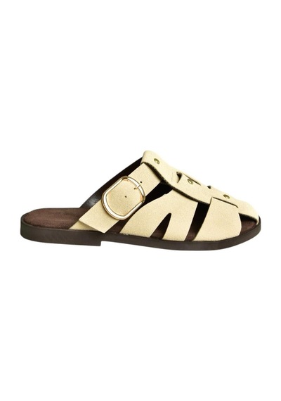 Fox Shoes U458334202 Bej Süet Önü Kapalı Kadın Terlik Bej-süet