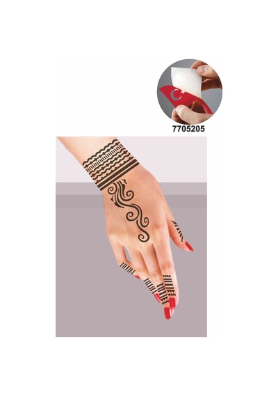 Enhavalı Çizgisel Motif Geçici Dövme Kına Şablonu 5'li