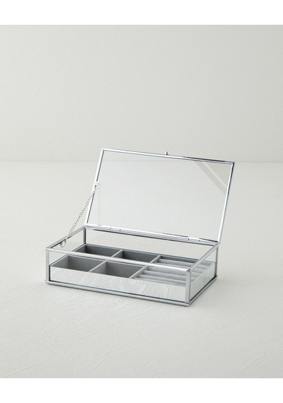 English Home Tano Cam Takı Kutusu 21x12x5,5 Cm Silver
