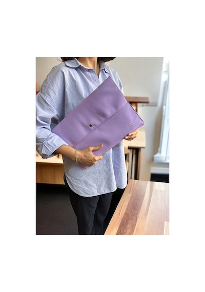 Plush Studıo Istanbul Mor Deri Laptop Ve Evrak Çantası Peluş Astarlı 36 26 Cm Mor Mor