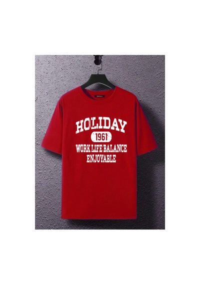 Medinenur Unisex Holiday Baskılı Tshirt Kırmızı