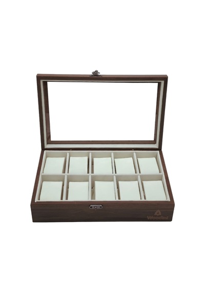 Woodini Premium Krem 10'lu Ahşap Saat Kutusu - Yeni Nesil Yastıklı