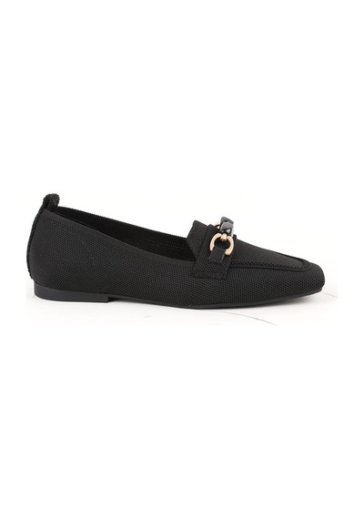 Libero L085.k4002 Toka Detaylı Esnek Triko Tpu Taban Kadın Loafer Ayakkabı" Siyah
