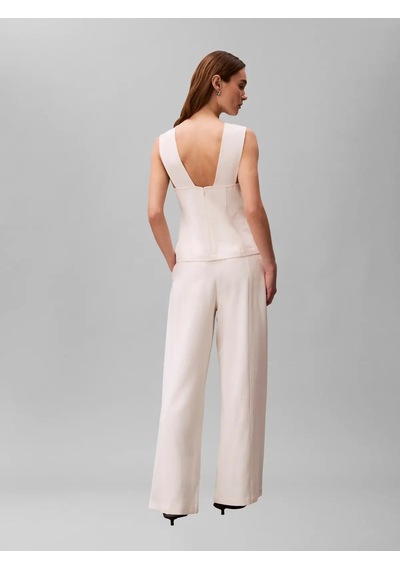 Calvin Klein Hvy Textured Shıne P, Yas, 4 Beyaz Kadın Pantolon