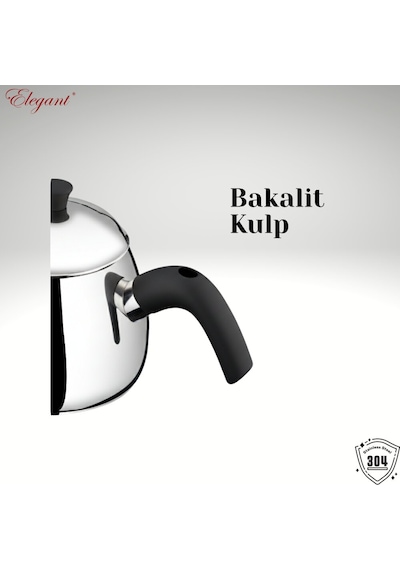 Damla Orta Bakalit Kulplu Çaydanlık Takımı - Siyah Siyah