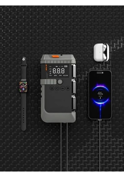 Vtn-77 Şarjlı 12.000 Mah Araç Akü Şarj Takviyeli Işıklı Hava Kompresörü Powerbankli