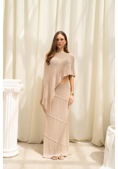 Mai Collection Praiano Asimetrik Vizon Crop Etek Takım