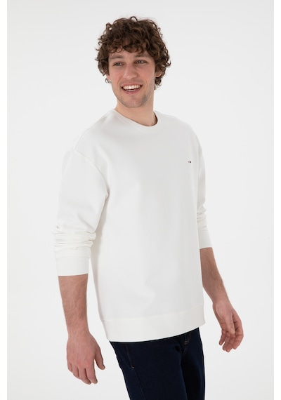 U.S. Polo Assn. Erkek Comfort Fit Bisiklet Yaka Ekru İnce Sweatshirt 50309858-VR019