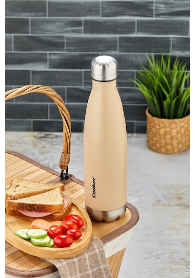 Cooker Hydrokeep 500 Ml Paslanmaz Çelik Şişe Termos Ckr2071 Bej
