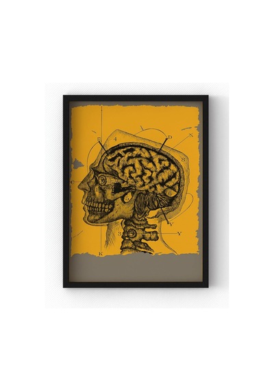Siyah Ahşap Çerçeveli Anatomy Tablo Vintage Beyin Poster Ev Dekoru Siyah Çerçeveli 21 X 30 -