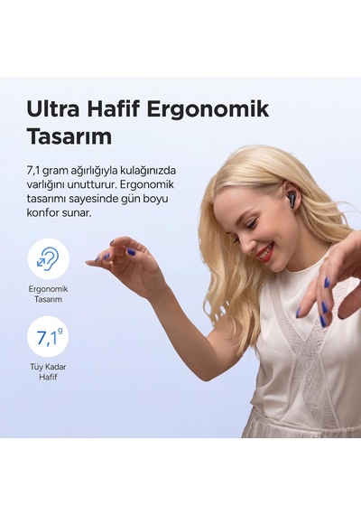 Jt2 Bluetooth 6.0 Tws Kablosuz Kulak İçi Kulaklık 4 Mikrofonlu Anc Enc Gürültü Engelleme 13mm Sürücü Beyaz