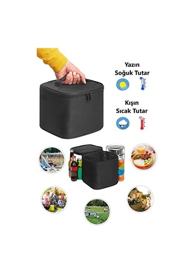Termal Çanta Soğuk Ve Sıcak Tutucu Termal Termos Kamp Çanta Soğuk İçecek Çantası Kamp Termos Çanta 8 Litre Siyah Açık Bej