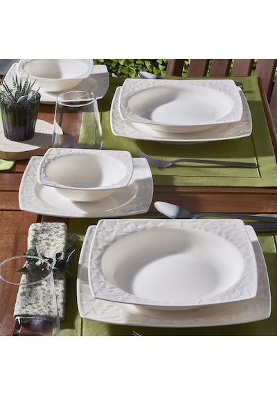 Güral Porselen - Vivente 24 Parça 6 Kişilik Bone Yemek Takımı