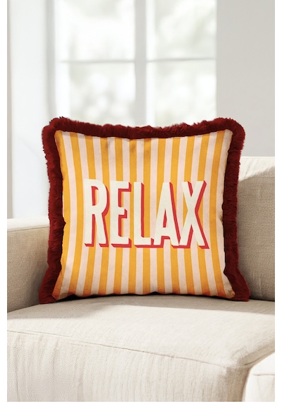 Relax Çizgili Retro Saçaklı Yastık Kılıfı - Tipografik Pop Art Turuncu Pembe Püsküllü Kırlent Kılıfı Derin Rota Nektar Relax Çizgili Retro Saçaklı Yastık Kılıfı - Tipografik Pop Art Turuncu Pembe Püsküllü Kırlent Kılıfı Derin Rota Nektar