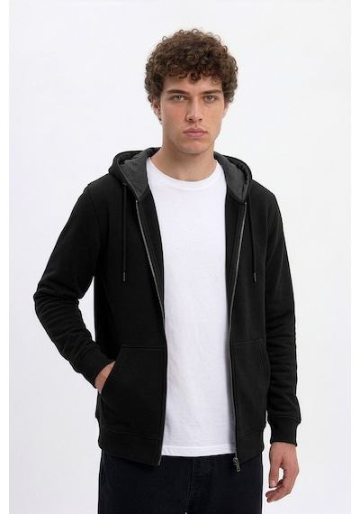 Markapia Erkek Fermuarlı Kapüşonlu Cepli İçi Polarlı Sweatshirt Çok Renkli S