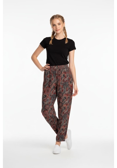Brandland Kadın Bol Paça Beli Lastikli Özel Dikim Renkli Pantolon Bordo