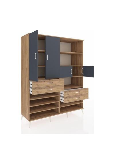 Kronos Gardrop 11 Raflı 4 Çekmeceli 4 Kapaklı 176x59x221 Çam-antrasit/çam Antrasit/çam Kronos Gardrop 11 Raflı 4 Çekmeceli 4 Kapaklı 176x59x221 Çam-antrasit/çam Antrasit/çam
