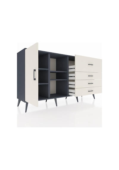 Hyperion Konsol 4 Raflı 4 Çekmeceli Tek Kapaklı 176x44x99 Antras Antrasit-aytaşı Hyperion Konsol 4 Raflı 4 Çekmeceli Tek Kapaklı 176x44x99 Antras Antrasit-aytaşı