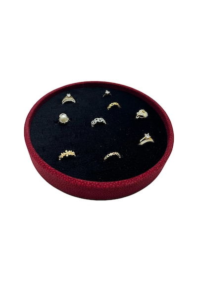 Silindir Model Süet Kumaş Gri Renk 20/20 Cm Batırmalı Küpe-piercing Tablası Kırmızı