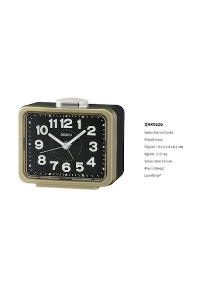 Seiko Qhk062g Sessiz Saniyeli Aydınlatmalı Bell Sesli Alarmlı Masa Saati Çok Renkli