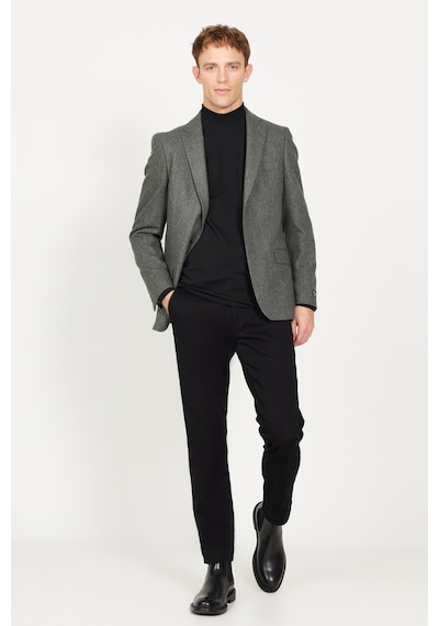 AC&Co / Altınyıldız Classics  Erkek Hakı Slim Fit Dar Kesim Mono Yaka Yünlü Ceket Haki