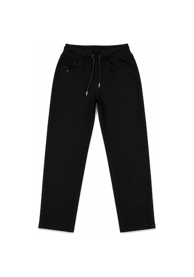 Beniizle Unisex Düz Paça Ribana Bel Çocuk Pantolonu Siyah