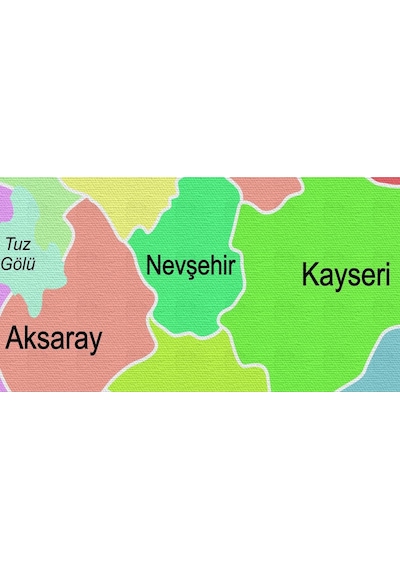 Doğaltercih Türkiye Haritası Kanvas Tablo Sınır Komşulu Eğitici ve Öğretici Dekoratif Tablo 3096