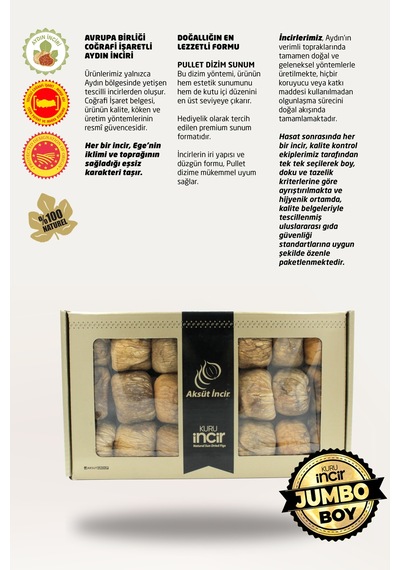 Kuru İncir Pullet Dizim Jumbo 1000g Aydın İnciri Ab Coğrafi İşaretli 1 KG