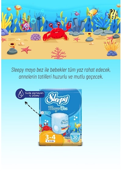 Sleepy Mayo Bebek Bezi 3-4 Numara Maxi 120 Adet 6'lı