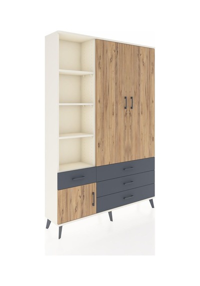 Arges Dolap 5 Raflı 4 Çekmeceli Tek Askılı 132x30x195 Aytaşı-çam/antrasit Atlas Çam/antrasıt Arges Dolap 5 Raflı 4 Çekmeceli Tek Askılı 132x30x195 Aytaşı-çam/antrasit Atlas Çam/antrasıt