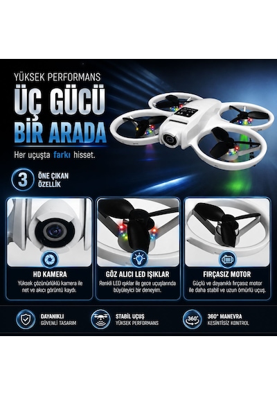 L88 Hd Kamera Ledli 360 Dönebilen Optik Akış Sabitleme Ve Başsız Modlu Drone