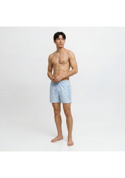 Jack & Jones Erkek Logo Detayli Normal Kalip - Maui - 12291391 Celestial Blue