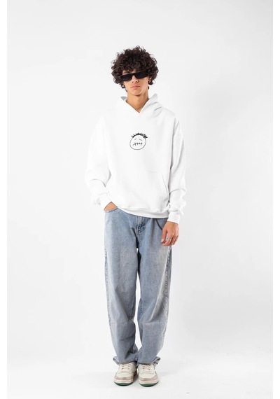 Startmore Cactus Jack Sırt Baskılı Oversize Unisex Beyaz Beyaz