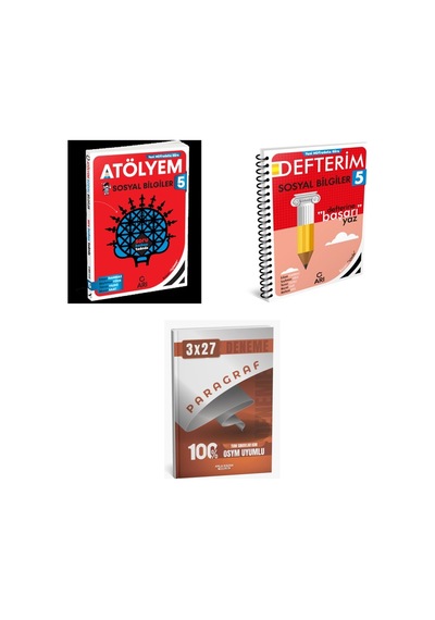 2027 Arı 5 Sınıf Sosyalimo Bilgiler Sosyal Atölyem Soru + Defterim Konu + Anla Kazan Paragraf Deneme 3'lü Set